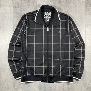 00s Y2k Plaid Skull Zip-Up Track Jacket